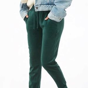 Green Velour/Velvet Drawstring Joggers